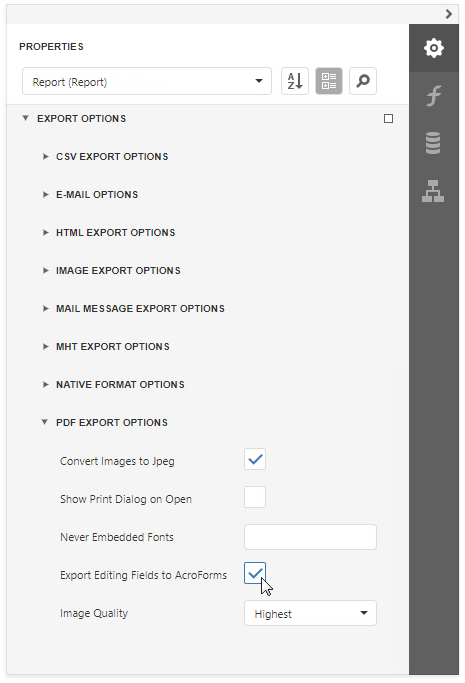 Export Editing Fields to AcroForms