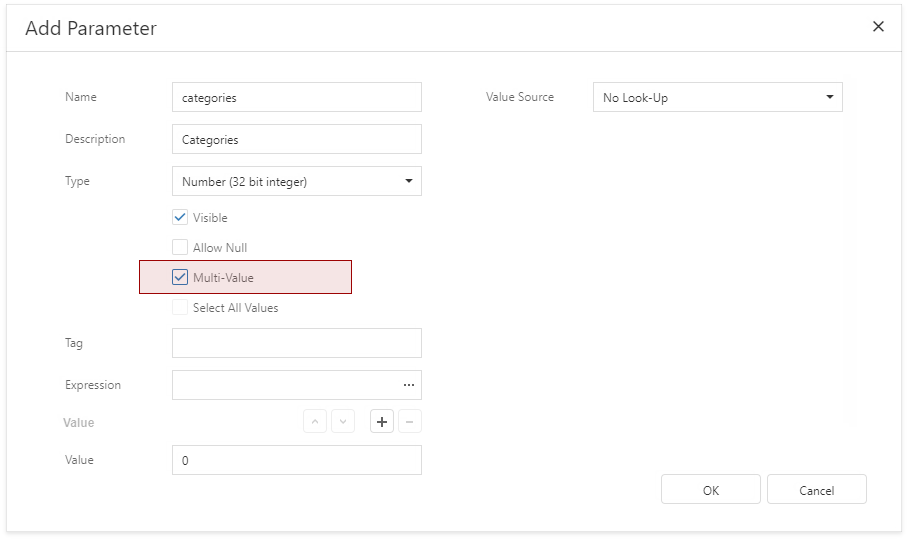 Create Multi-Value Parameter