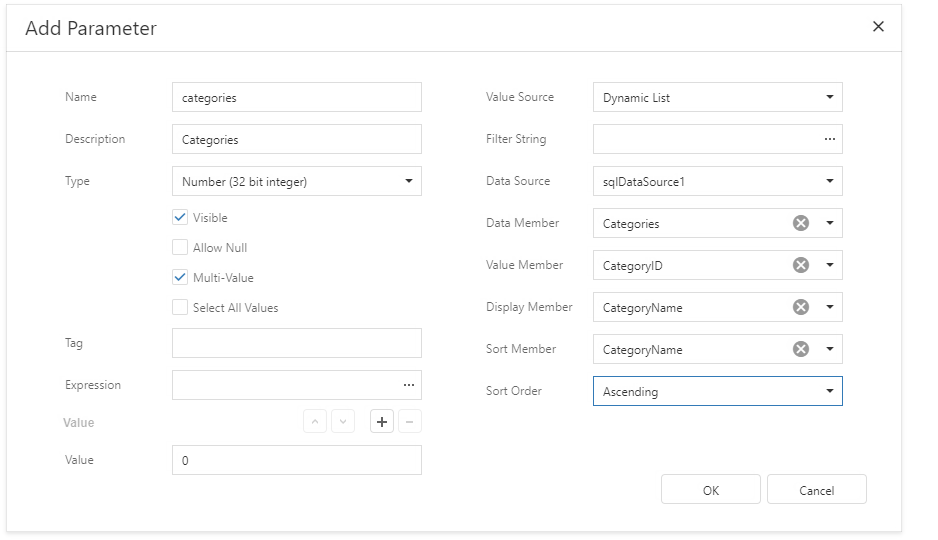 Report Parameter Dynamic Values